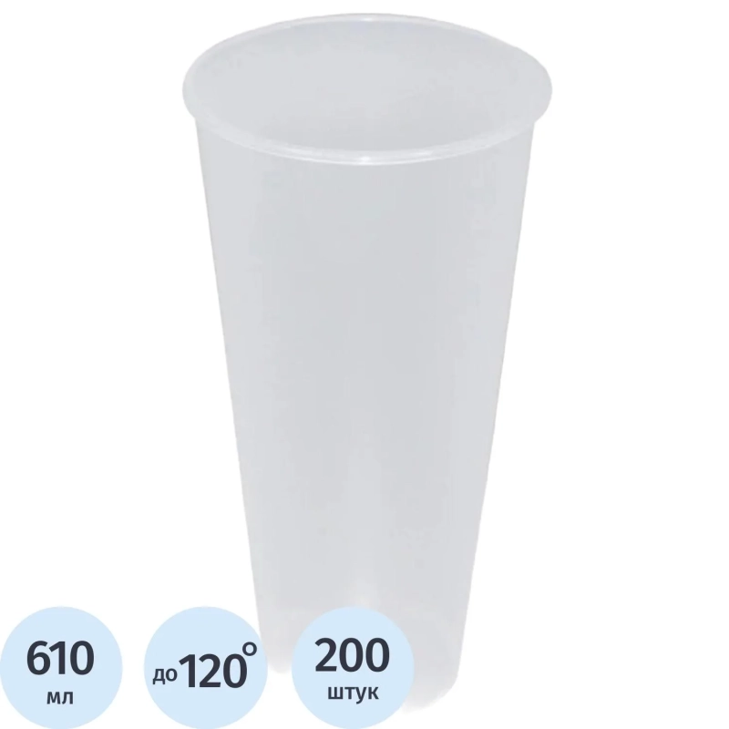Стакан одноразовый Bubble Cup 650мл матовый/прозр., 200шт/кор (1022П)