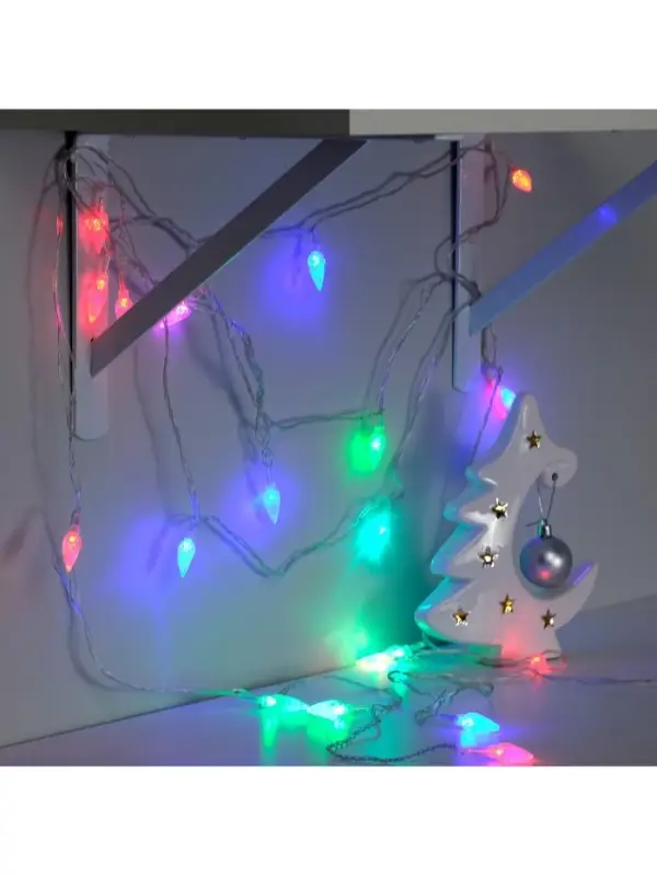 Гирлянда &laquo;Нить&raquo; 5 м с насадками &laquo;Шишки&raquo;, IP20, прозрачная нить, 20 LED, свечение мульти (RG/RB), мигание, 220 В