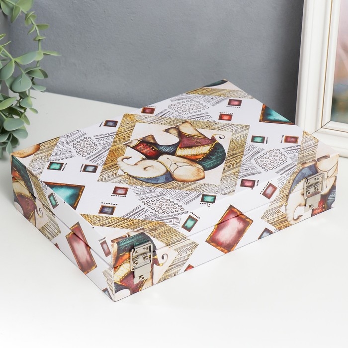 Шкатулка дерево Шкатулка дерево "Маленький индийский слонёнок" кожзам 5,5х24х17 см