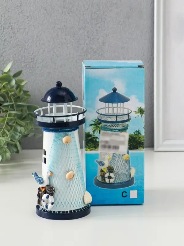 Сувенир настольный Сувенир настольный "Маяк с птицей" сетка, синий, 3хLR1130, RGB, LED 7,5х7,5х18 см