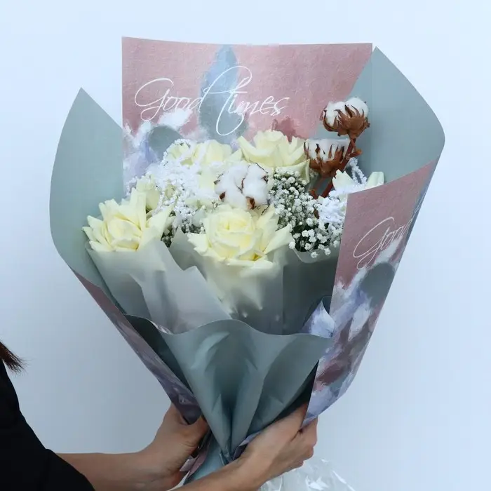 Бумага упаковочная для цветов двухсторонняя «Голубой лотос», 35 х 50 см