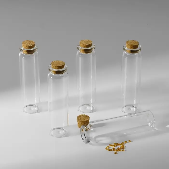 Набор баночек для хранения бисера, d=2.2 × 8 см, 5 шт., в контейнере, 16.3×9×2.4 см