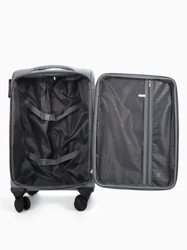 Чемодан на колёсах TEXTURA, кодовый замок, текстильный, с увеличением, 36&times;25&times;58 см, 20", серый