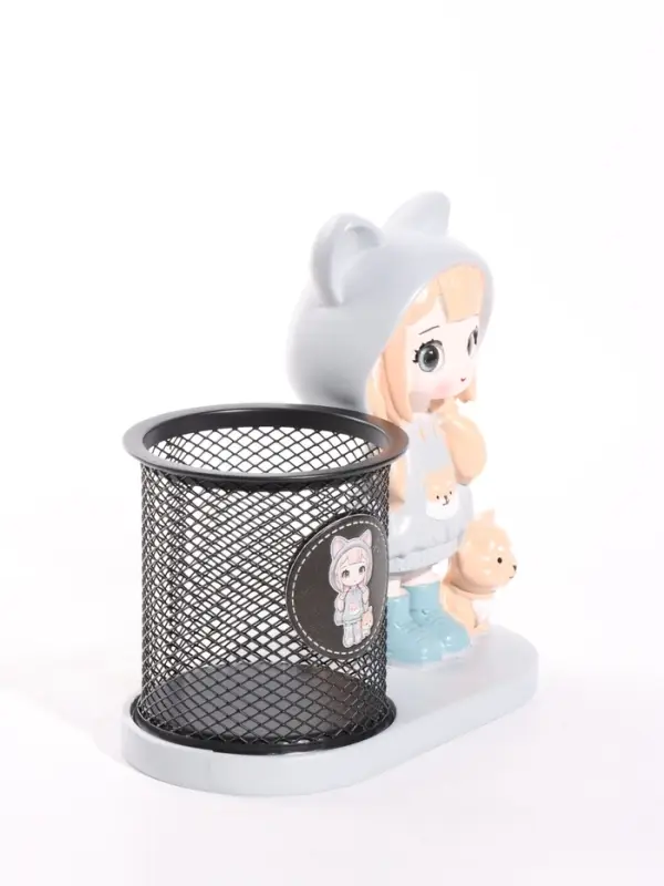 Фигура - карандашница&laquo;Девочка с лисой&raquo; полистоун, 14.5&times;8&times;14.5 см