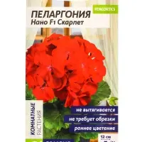 Семена цветов Пеларгония "Нано", ц/п,  "Скарлет", ц/п,  3 шт