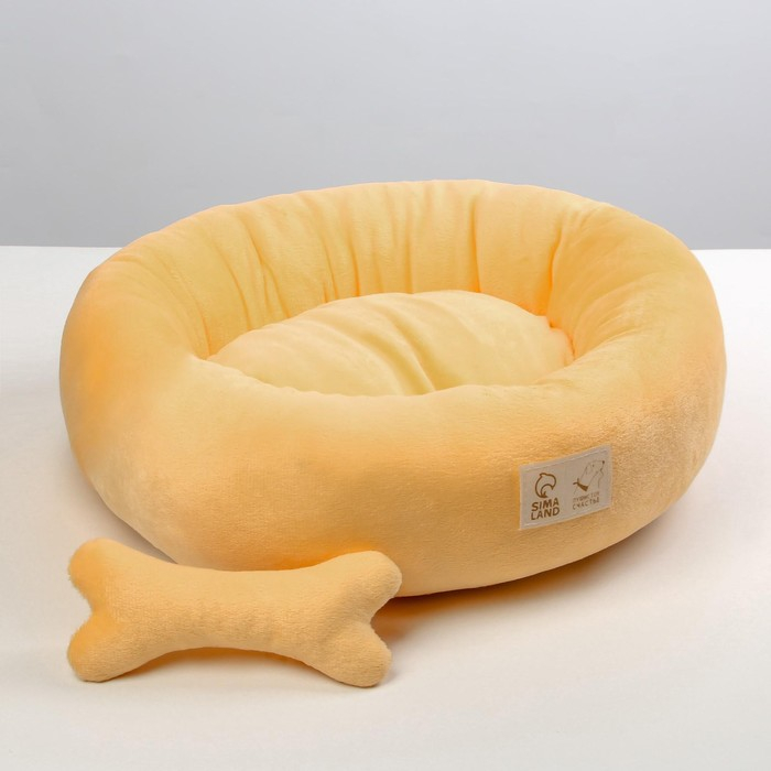 Лежанка с косточкой, 45х35х11 см, персиковая Лежанка с косточкой, 45х35х11 см, персиковая