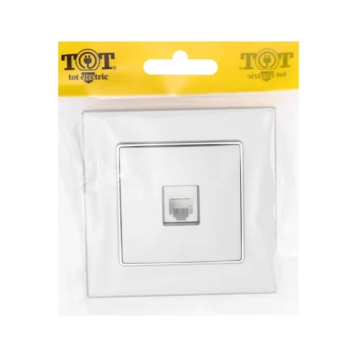 Розетка телефонная TOT Matte Glass, стекло, скрытая, одноместная, серебристая