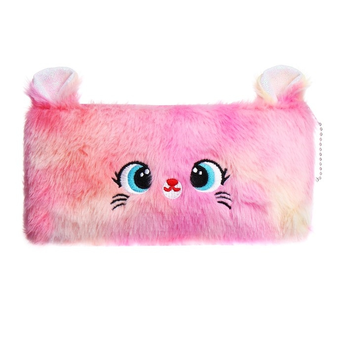 Пенал школьный меховой на молнии Calligrata Пенал школьный меховой на молнии Calligrata "Мышка", микс