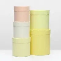 Набор круглых подарочных коробок 5 в 1 UPAK LAND, Солнечный, 23&times;23&times;25 - 15&times;15&times;15 см