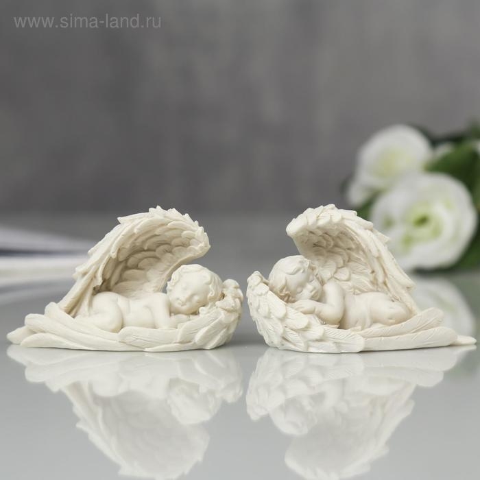 Сувенир полистоун Сувенир полистоун "Белоснежный ангелочек спящий в крыльях" МИКС 4х6,5х2,5 см