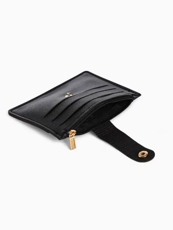 Картхолдер с монетницей на молнии, на 3 карты, чёрный