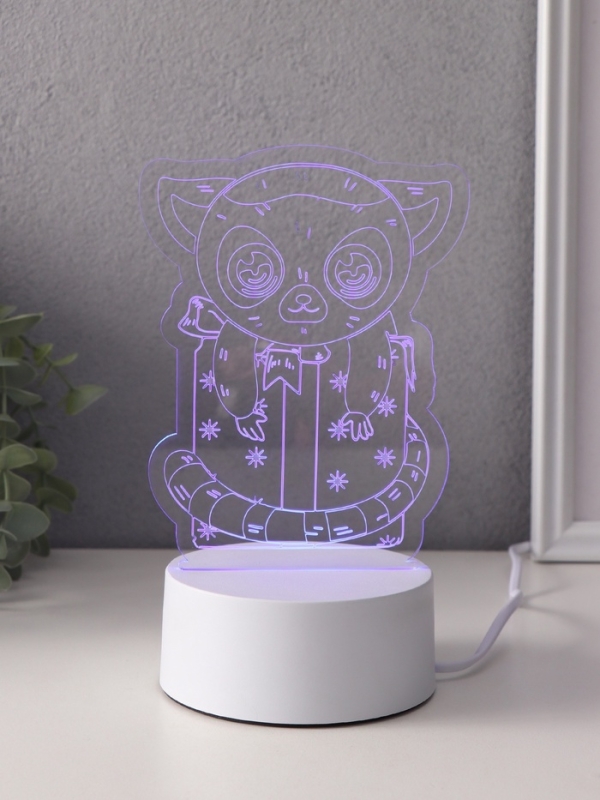 Светильник Светильник "Лемур на подарке" LED RGB от сети RISALUX 9,5х11,8х17 см