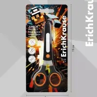 Ножницы ErichKrause Junior Protect Mine Block, 13 см, с чехлом и стикером, чёрный