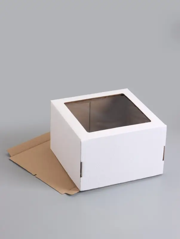 Коробка для торта, кондитерская, белая, с окном 30&times;30&times;19 см, Набор10 шт.