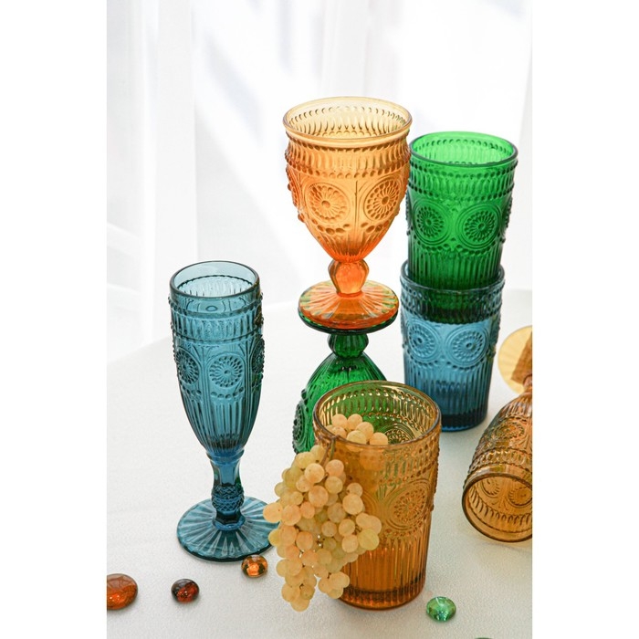 Бокал из стекла для шампанского Magistro «Ларго», 180 мл, 7×19,7 см, цвет синий Бокал из стекла для шампанского Magistro «Ларго», 180 мл, 7×19,7 см, цвет синий