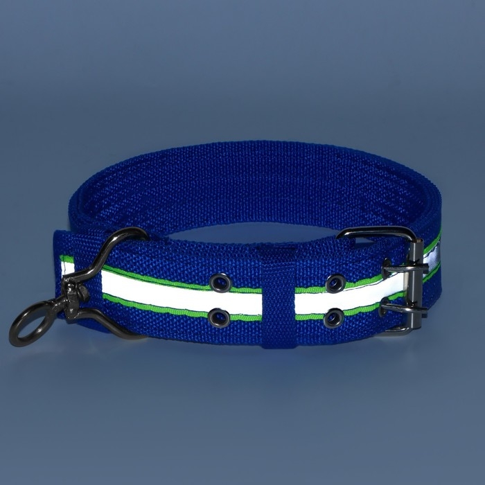 Ошейник четырехслойный светоотражающий с вертлюгом, 65 х 4 см, синий Ошейник четырехслойный светоотражающий с вертлюгом, 65 х 4 см, синий