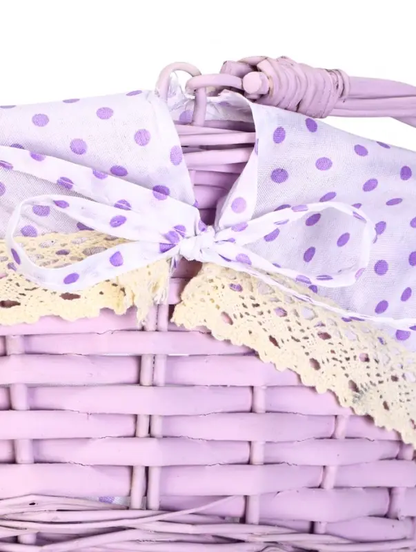 Корзина плетеная 32 х 32 х 14 см, ручка h=14 см фиол-ый  ткань Корзина плетеная 32 х 32 х 14 см, ручка h=14 см фиол-ый  ткань