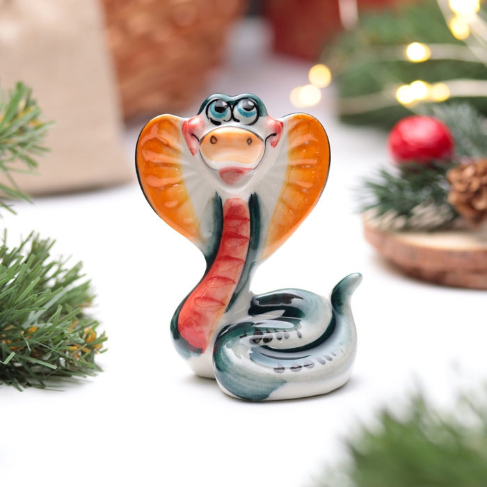 Новый год. Сувенир символ года 2025 Новый год. Сувенир символ года 2025 "Змея Василиса", гжель, цвет, 8,5 см