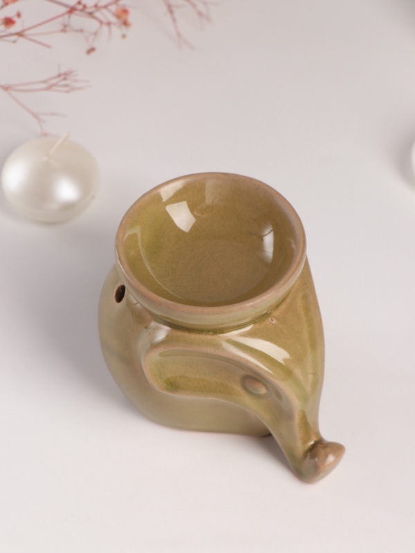 Аромалампа керамика Аромалампа керамика "Слонёнок" тёмно-оливковая 8х10х9 см