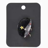 Брошь &laquo;Ежик&raquo; с цветами, цвет серый в серебре