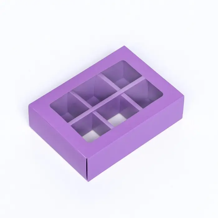 Коробка для 6 конфет, сиреневый, 13.7×9.85×3.86 см Коробка для 6 конфет, сиреневый, 13.7×9.85×3.86 см