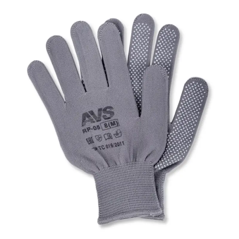 Перчатки нейлоновые с ПВХ (серые) 1 пара AVS RP-05
