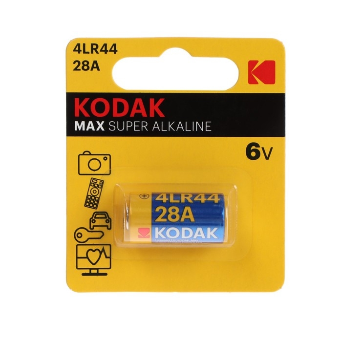 Батарейка алкалиновая Kodak Max Super, 28A (K28A-1/4LR44) -1BL, 6В, блистер, 1 шт. Батарейка алкалиновая Kodak Max Super, 28A (K28A-1/4LR44) -1BL, 6В, блистер, 1 шт.