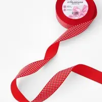 Лента атласная &laquo;Горошек&raquo;, 25 мм, 23&plusmn;1 м, красная №026