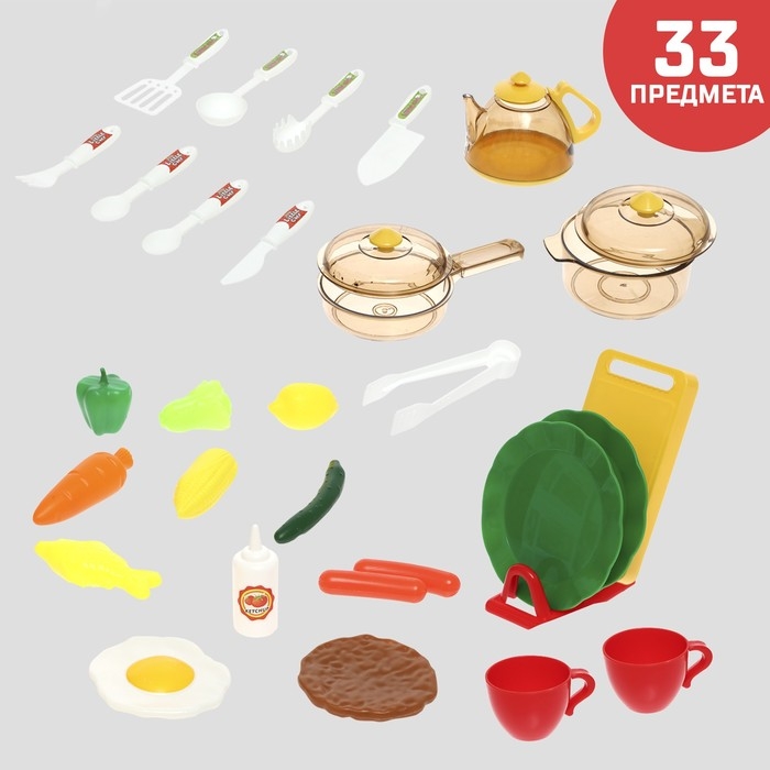Игровой модуль «Кухня для Шефа» с аксессуарами, свет, звук, бежит вода из крана, 33 предмета Игровой модуль «Кухня для Шефа» с аксессуарами, свет, звук, бежит вода из крана, 33 предмета