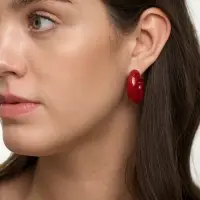 Серьги акрил &laquo;Полукольцо с бусиной №10&raquo;, бордовые