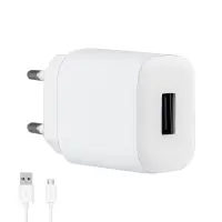 Сетевое зарядное устройство с кабелем USB на MicroUSB 2.4A C134A HOCO белое