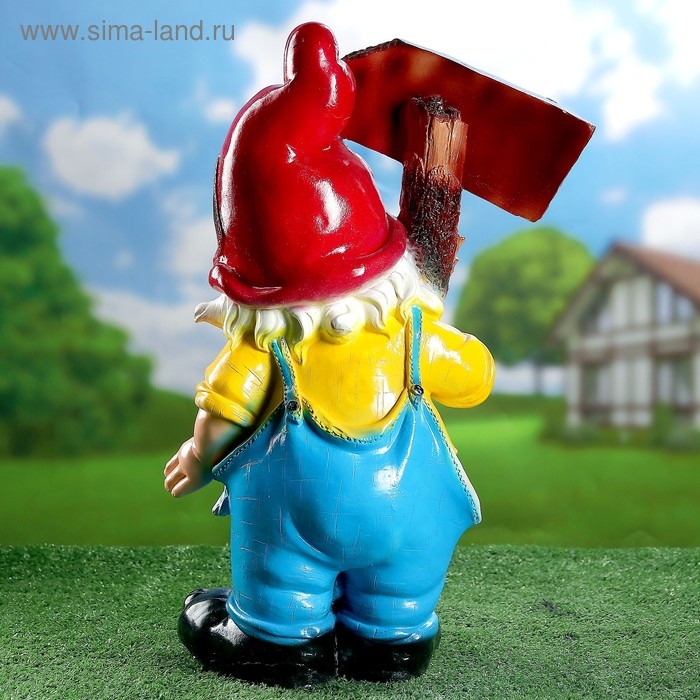 Садовая фигура  Садовая фигура "Гном с табличкой" 18х32х51см