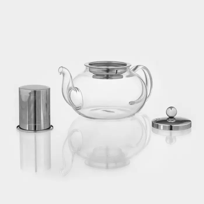 Чайник заварочный &laquo;Калиопа&raquo;, 1 л, металлическое сито, стекло