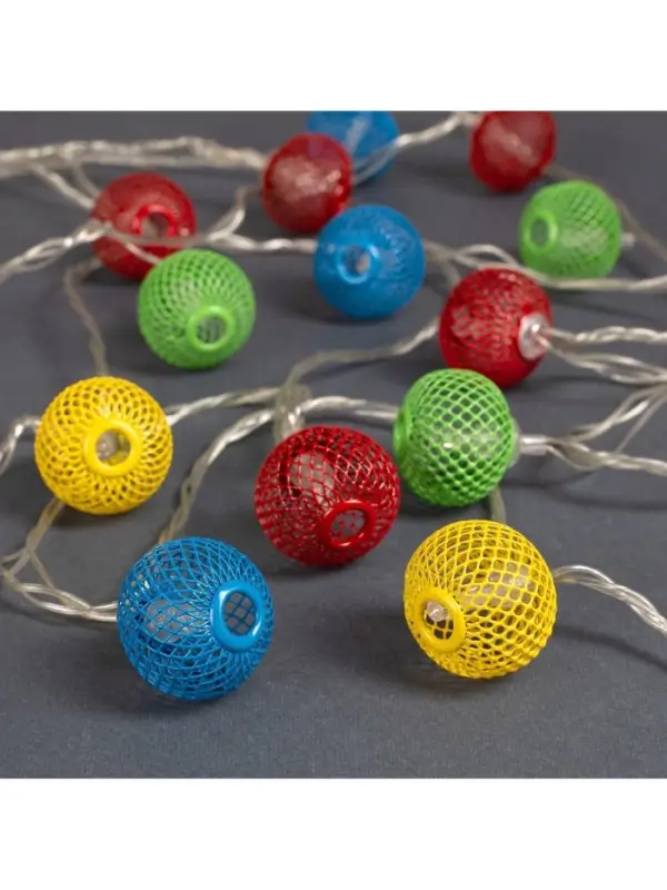 Гирлянда &laquo;Нить&raquo; 4 м с насадками &laquo;Шарик сетка&raquo;, IP20, прозрачная нить, 20 LED, свечение мульти, 8 режимов, 220 В