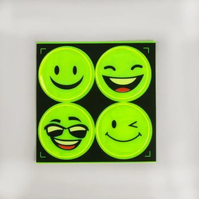 Светоотражающие наклейки «Смайлы», d=5 см, 4 шт. на листе, жёлтые Светоотражающие наклейки «Смайлы», d=5 см, 4 шт. на листе, жёлтые