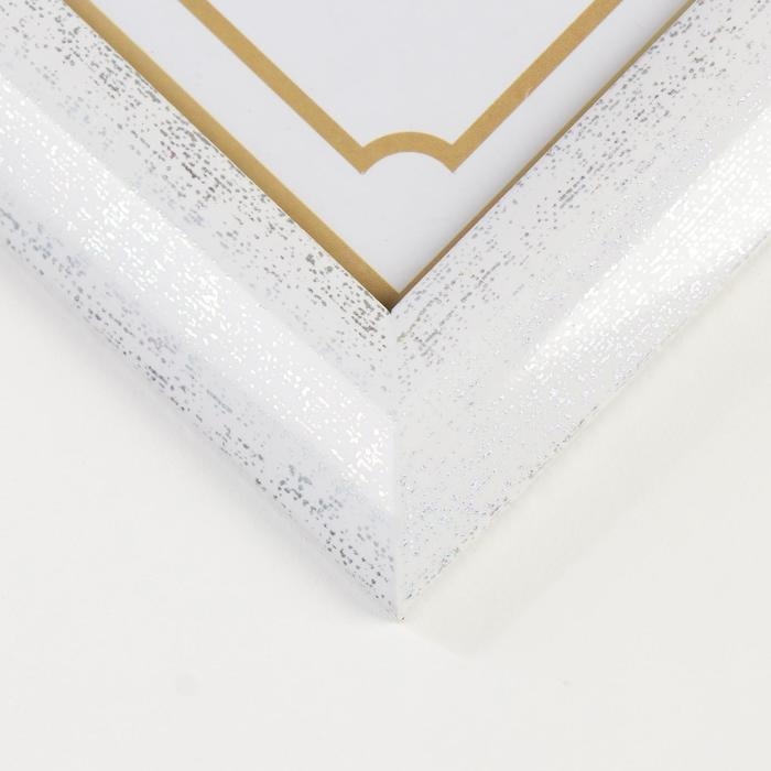 Фоторамка пластик формат А4 Фоторамка пластик формат А4 "Серебряная патина на белом" 33х24 см