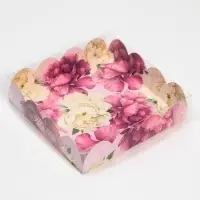 Коробка для печенья, кондитерская упаковка с пластиковой крышкой, &laquo;Тебе с любовью&raquo;, 13&times;13&times;3 см