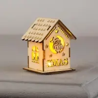 Ёлочная игрушка &laquo;Домик с Дедом Морозом&raquo;, 6&times;4.5&times;4.5 см, от батареек, свечение тёплое белое