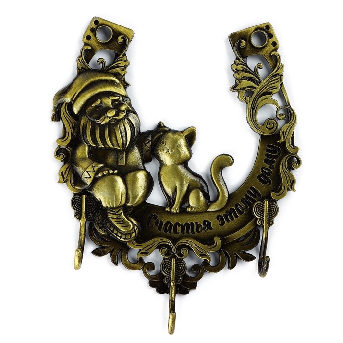 Ключница настенная «Счастья этому дому», домовой, 10.4 х 11.5 см Ключница настенная «Счастья этому дому», домовой, 10.4 х 11.5 см