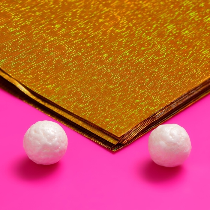 Пакет подарочный голографический с липкой лентой, Пакет подарочный голографический с липкой лентой, "Звездное небо", 10x10+2 см набор 50шт