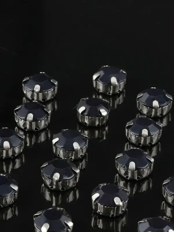 Стразы пришивные «Шатон», круглые, в цапах, d=10 мм, 20 шт., чёрные