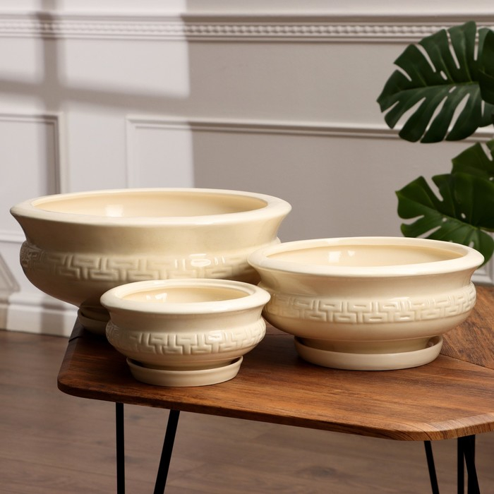 Набор горшков 3шт Набор горшков 3шт "Плошка" 9 л/4,5 л/1,5 л белый