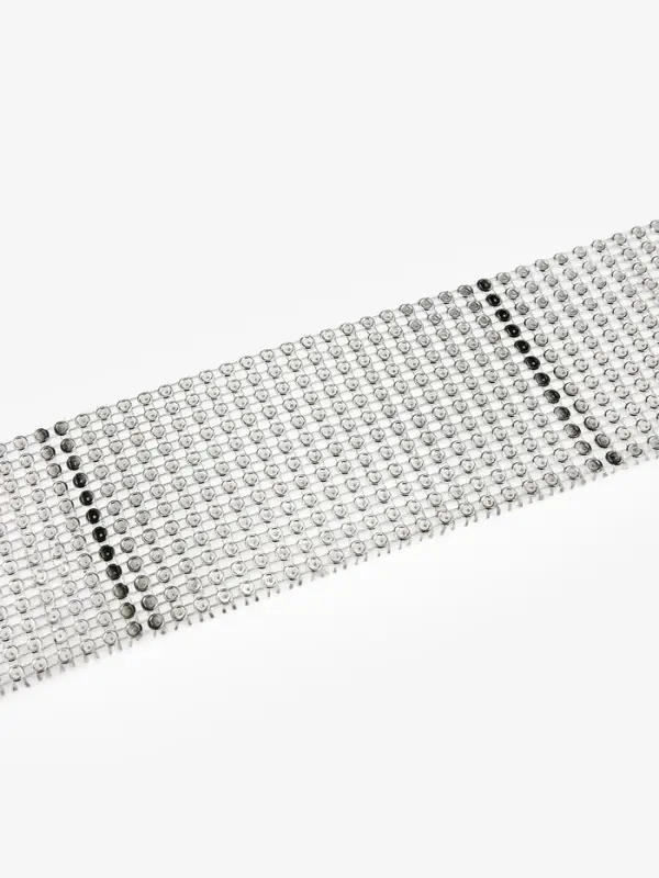 Лента с имитацией страз, 6 см, 9&plusmn;1 м, цвет серебряный