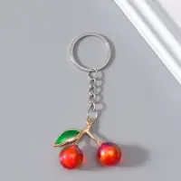 Брелок пластик "Вишенки с листьями" МИКС 4х4х1,5 см
