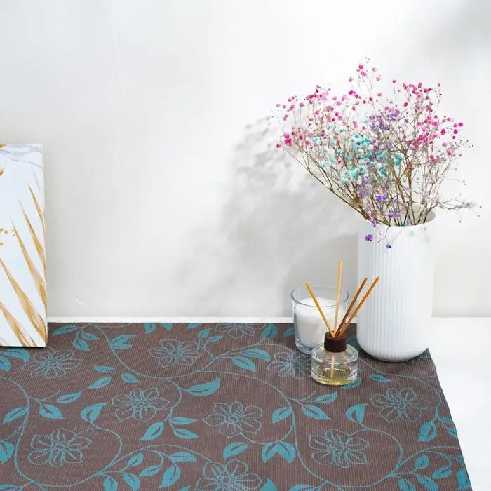 Коврик противоскользящий Доляна &laquo;Вьющиеся цветы&raquo;, 45&times;100 см, цвет коричневый