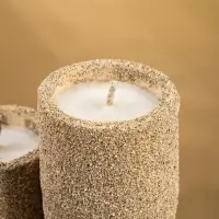 Свеча в бамбуке тройная, 15×15×30 см, 100 мл, песочная