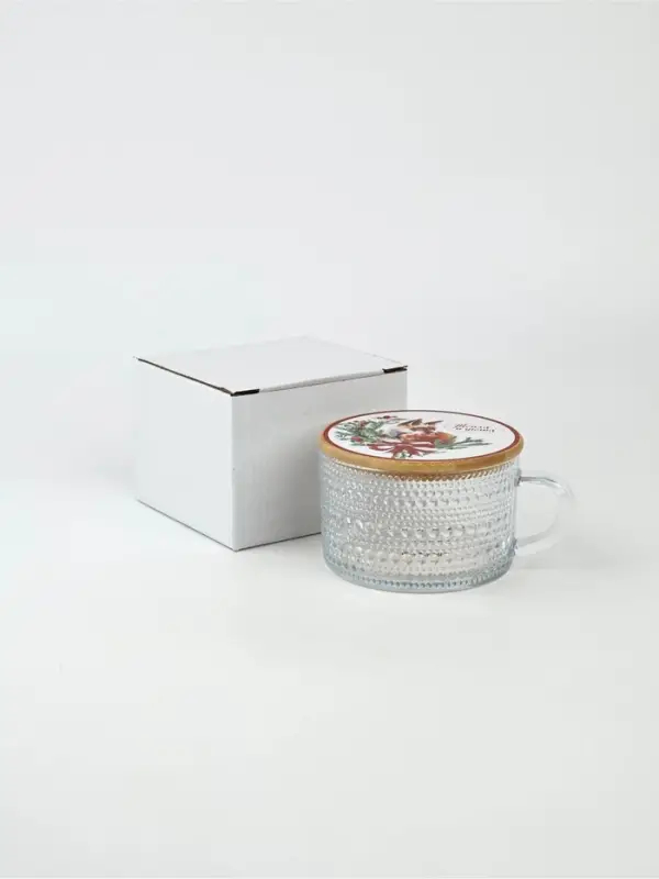 Кружка новогодняя стеклянная &laquo;Тепла и уюта&raquo;, 450 мл, с крышкой