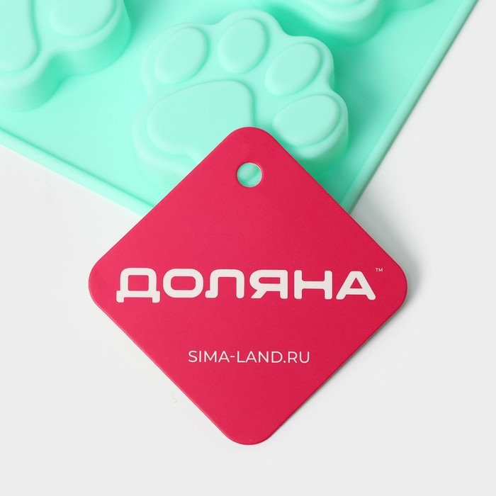 Форма для выпечки Доляна «Животные.Лапка», силикон, 18×13,8 см, 6 ячеек (5×5,4 см), бирюзовая Форма для выпечки Доляна «Животные.Лапка», силикон, 18×13,8 см, 6 ячеек (5×5,4 см), бирюзовая