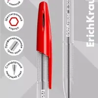 Ручка шариковая Erich Krause R=301 Classic Stick, узел 1 мм, красная