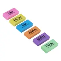 Набор ластиков, 6 штук, прямоугольные, 6 цветов, в пакете